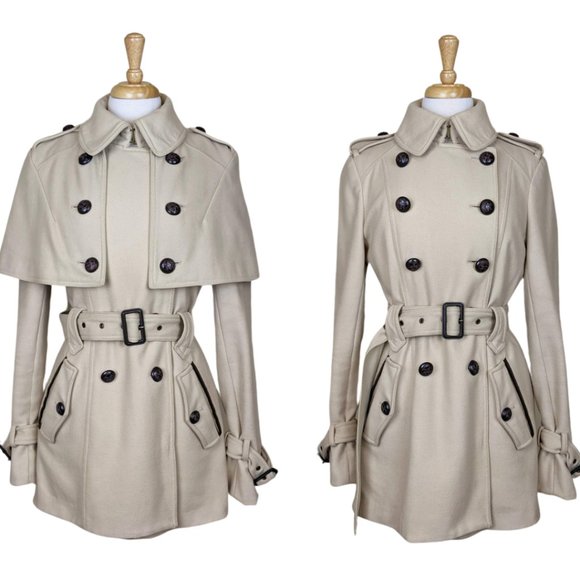 M60 Miss Sixty Elegant Classic Wool Coat with Cape Medium - Picture 1 of 14